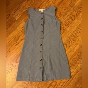 Grayish Blue Sleeveless Button Down Dress